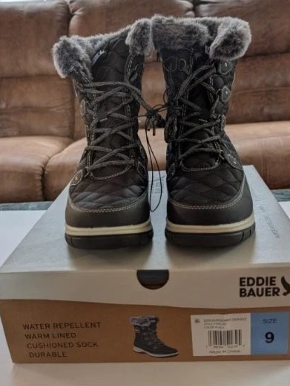 Eddie Bauer Women's Sterling Faux Fur Trim Snow Boot, Size 9 - New in Box